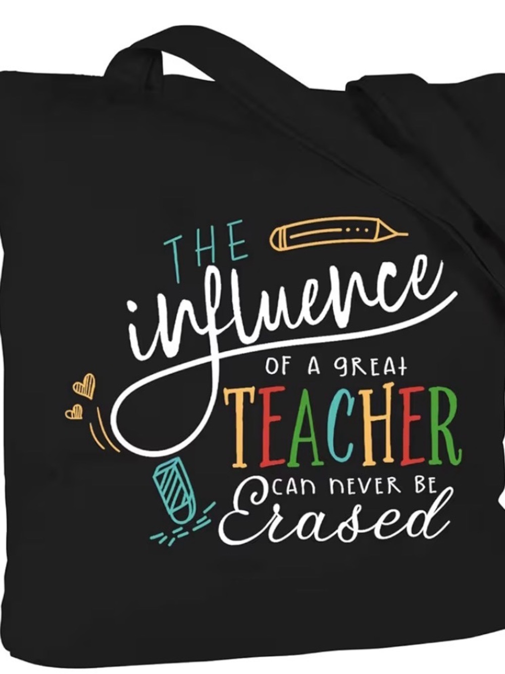⭐️ 3/$10 Teacher Influence Graphic Tote - Black